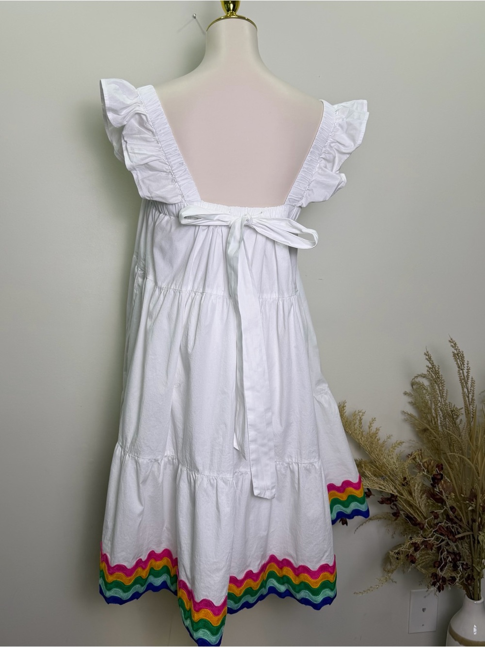 Crown & Ivy Rainbow Ric Rac Trim Tiered Dress Size Large Cotton - Picture 5 of 10